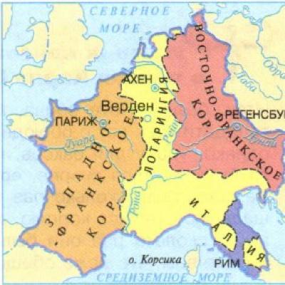 The division of the empire of Charlemagne was signed in 843